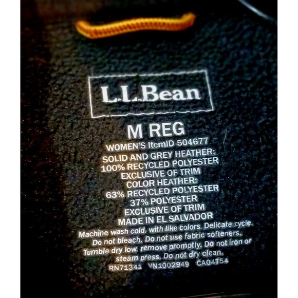 L.L.Bean Women’s Black Fleece Full Zip Jacket Medium Mountain Classic Zip Pocket - Picture 6 of 6